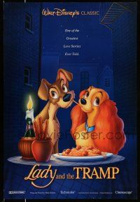 2c464 LADY & THE TRAMP int'l DS 1sh R97 Walt Disney romantic canine dog classic, spaghetti scene!