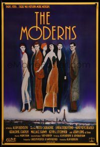 2c543 MODERNS 1sh '88 Alan Rudolph, cool artwork of trendy 1920's people by star Keith Carradine!