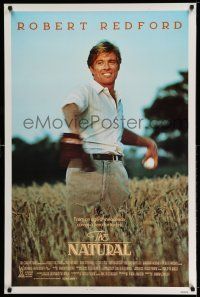 2c568 NATURAL int'l 1sh '84 Barry Levinson, best image of Robert Redford throwing baseball!