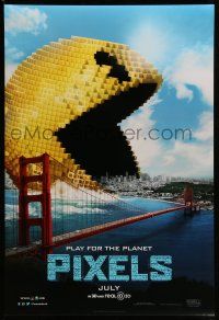 2c606 PIXELS teaser DS 1sh '15 incredible CGI image of Pac-Man gobbling up San Francisco!