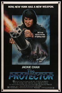 2c616 PROTECTOR 1sh '85 Danny Aiello, R. Obero art of Jackie Chan huge gun!
