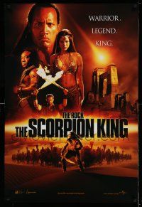 2c681 SCORPION KING int'l teaser DS 1sh '02 The Rock is a warrior, legend, king, Kelly Hu!