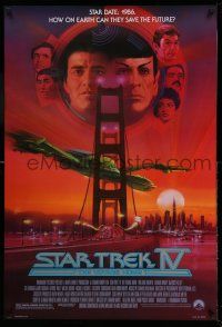2c720 STAR TREK IV 1sh '86 art of Leonard Nimoy, Shatner & Klingon Bird-of-Prey by Bob Peak!