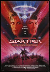 2c723 STAR TREK V advance 1sh '89 The Final Frontier, art of William Shatner & Nimoy by Bob Peak!