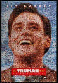 2c794 TRUMAN SHOW teaser DS 1sh '98 really cool mosaic art of Jim Carrey, Peter Weir