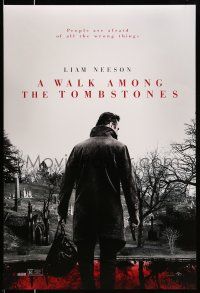 2c811 WALK AMONG THE TOMBSTONES teaser DS 1sh '14 Liam Neeson in graveyard w/gun!