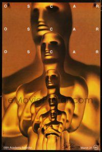 2d0609 66TH ANNUAL ACADEMY AWARDS signed 1sh '94 by Saul Bass, wonderful art of Oscar statuettes!