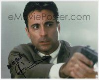 2d0674 ANDY GARCIA signed color 8x10 REPRO still '00s great intense close up aiming his gun!