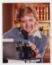 2d0675 ANGELA LANSBURY signed color 8x10 REPRO still '90s the Murder She Wrote star by typewriter!