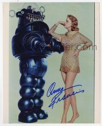 2d0677 ANNE FRANCIS signed color 8x10 REPRO still '90s sexy Forbidden Planet star w/Robby the Robot!