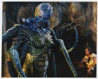 2d0702 BRIDGET HOFFMAN signed color 8x10 REPRO still '00s in full monster makeup as Echidna w/Sorbo!