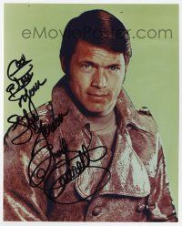 2d0714 CHAD EVERETT signed color 8x10 REPRO still '90s great portrait wearing leather trench coat!