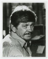 2d0990 CHARLES BRONSON signed 8x10 REPRO still '80s head & shoulders close up looking serious!