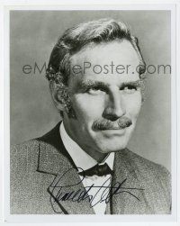 2d0991 CHARLTON HESTON signed 8x10 REPRO still '80s great portrait with mustache & huge sideburns!