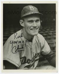 2d0995 CHUCK CONNORS signed 8x10 REPRO still '80s c/u wearing his Brooklyn Dodgers baseball uniform!