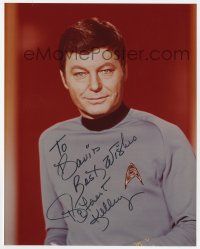 2d0733 DEFOREST KELLEY signed color 8x10 REPRO still '80s as Dr. Leonard 'Bones' McCoy in Star Trek!