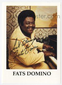 2d0651 FATS DOMINO signed color 5x7 REPRO still '90s wonderful portrait performing at piano!
