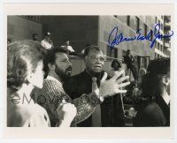 2d1043 JAMES EARL JONES signed 8x10 REPRO still '80s candid image w/director while making a movie!