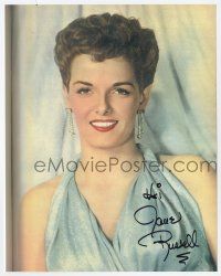 2d0779 JANE RUSSELL signed color 8x10 REPRO still '80s sexy c/u smiling in formal gown w/short hair!