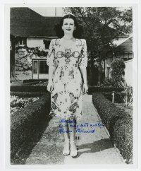 2d1057 JOAN BENNETT signed 8x10 REPRO still '80s full-length in pretty dress by her Hollywood home!