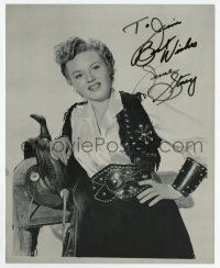 2d1069 JUNE STOREY signed 8x9.75 REPRO still '80s great close portrait wearing cowgirl costume!