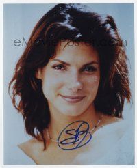 2d0899 SANDRA BULLOCK signed color 8x10 REPRO still '90s beautiful head & shoulders portrait!
