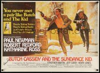 2d0594 BUTCH CASSIDY & THE SUNDANCE KID signed British quad REPRO '69 by Katharine Ross, cool art!