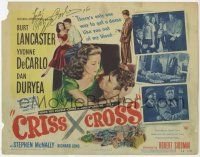 2d0045 CRISS CROSS signed TC '48 by Yvonne De Carlo, who's about to kiss Burt Lancaster!
