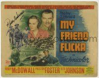 2d0049 MY FRIEND FLICKA signed TC '43 by Roddy McDowall, who's with Preston Foster & Rita Johnson!
