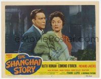 2d0098 SHANGHAI STORY signed LC #3 '54 by Ruth Roman, who looks afraid of Edmond O'Brien!