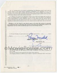 2d0029 BURGESS MEREDITH signed 9x11 contract '73 agreeing to be represented by Paul Kohner for year
