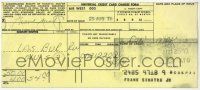 2d0391 FRANK SINATRA JR signed carbon copy 3x8 airline ticket receipt '71 he flew from Las Vegas!