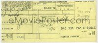 2d0398 SERGIO FRANCHI signed carbon copy 3x8 airline ticket receipt '72 he flew out of Las Vegas!