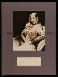 2d0340 VERONICA LAKE signed cut album page in 12x16 display '40s ready to frame & hang on the wall!