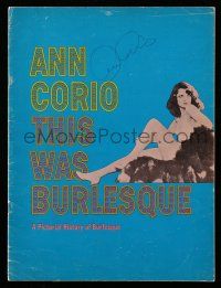 2d0231 ANN CORIO signed stage play souvenir program book '70 when she was in This Was Burlesque!