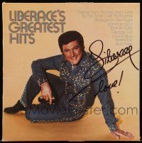 2d0346 LIBERACE signed 13x13 record sleeve '70s his album Liberace's Greatest Hits!