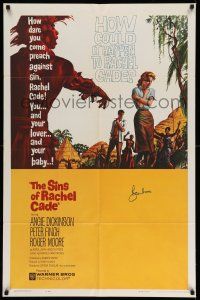 2d0261 SINS OF RACHEL CADE signed 1sh '60 by Roger Moore, he finds forbidden love w/Angie Dickinson!