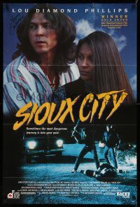 2d0275 SIOUX CITY signed 26x34 video poster '94 by star & director Lou Diamond Phillips!