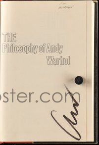 2d0305 ANDY WARHOL signed hardcover book '75 The Philosophy of Andy Warhol From A to B & Back Again