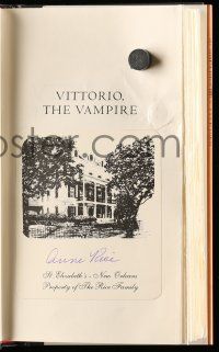 2d0306 ANNE RICE signed bookplate in first trade edition hardcover book '99 Vittorio The Vampire!