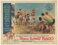 2f537 BEACH BLANKET BINGO LC #7 '65 sexy woman has all the boys after her on the beach!