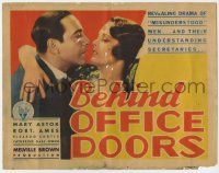 2f029 BEHIND OFFICE DOORS TC '31 best close up of Ricardo Cortez about to kiss pretty Mary Astor!
