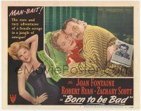 2f569 BORN TO BE BAD LC #5 '50 Zachary Scott hugs Joan Fontaine, who's holding Robert Ryan's book!