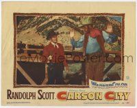 2f584 CARSON CITY LC #4 '52 cowboy Randolph Scott with gun makes bad guy put his hands in the air!