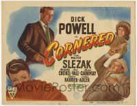 2f054 CORNERED TC '46 great art of the NEW rougher & tougher Dick Powell with gun!
