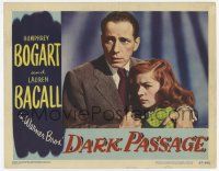 2f617 DARK PASSAGE LC #2 '47 great close up of Humphrey Bogart holding sexy scared Lauren Bacall!