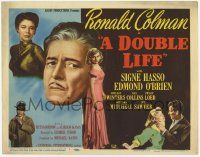 2f097 DOUBLE LIFE TC '47 film noir, Ronald Colman, Signe Hasso & pretty Shelley Winters!