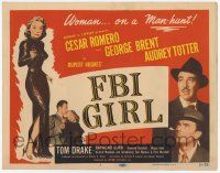2f122 FBI GIRL TC '51 sexy full-length art of Audrey Totter with gun, a woman on a man-hunt!