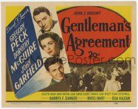 2f138 GENTLEMAN'S AGREEMENT TC '47 Elia Kazan, Gregory Peck, Dorothy McGuire, John Garfield