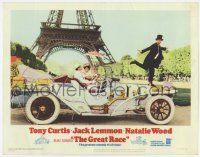 2f687 GREAT RACE LC #7 '65 Tony Curtis, Jack Lemmon & Natalie Wood in car by The Eiffel Tower!